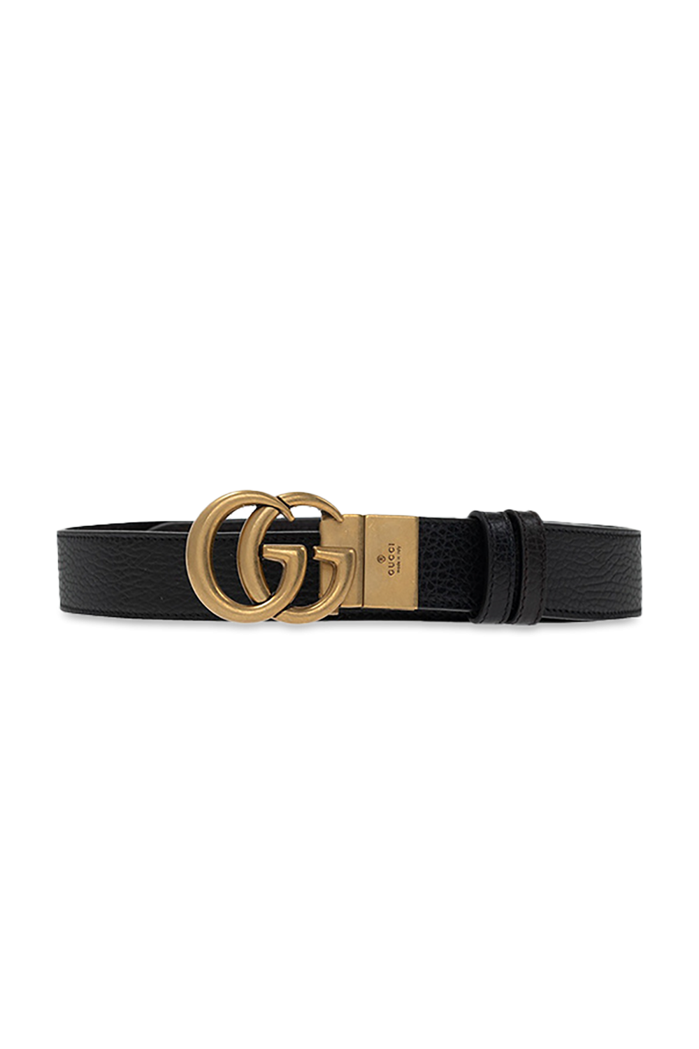 Leather belt with double g buckle black online